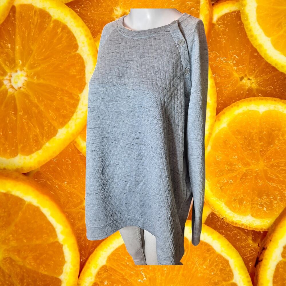 Cuddl Duds Women's Gray Long Sleeve Pullover Stretch Quilted Sweatshirt Size L